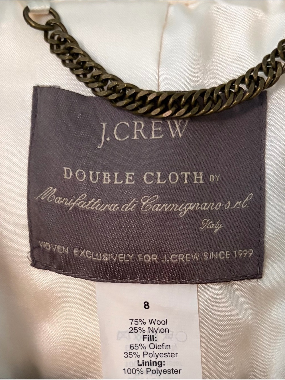 J. Crew Lady Day Coat Ivory Cream Single-Breasted Wool Coat Thinsulate Lined - Picture 2 of 4